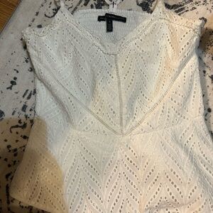 White House Black Market Cream Sleeveless Cropped Blouse
